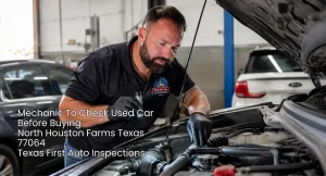 Mobile mechanic to check used car before buying in North Houston Farms Texas 77064 by Texas 1st Auto Inspections.
