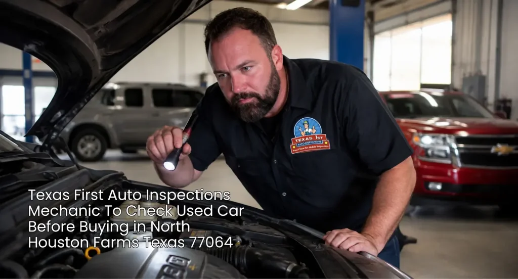 Expert mechanic to check used car before buying near North Houston Farms TX 77064 with Texas 1st Auto Inspections.