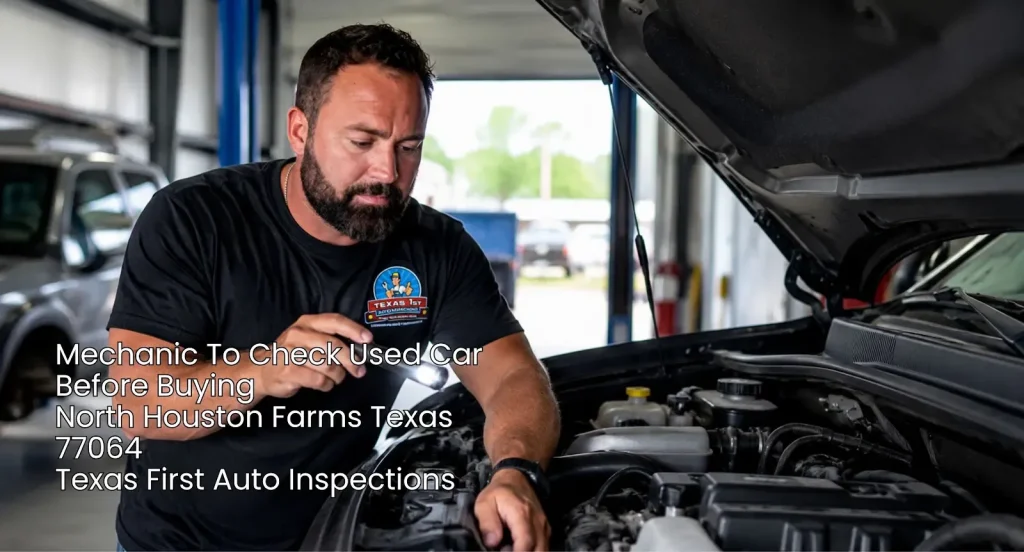 Certified mechanic to check used car before buying at Texas 1st Auto Inspections in North Houston Farms 77064.